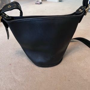Retro Coach mini bucket bag black leather